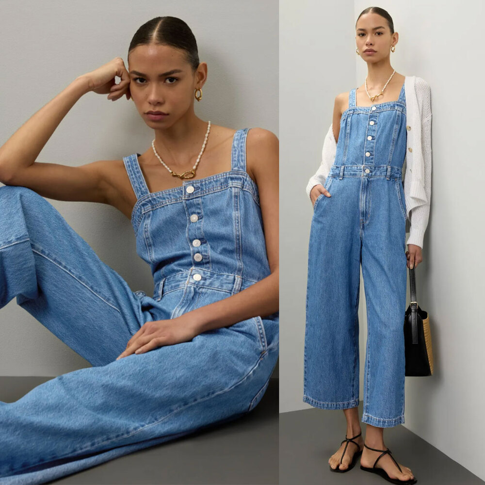 Levi’s NWT Drea Denim Wide Leg Jumpsuit Medium Wash Size S 100% Cotton